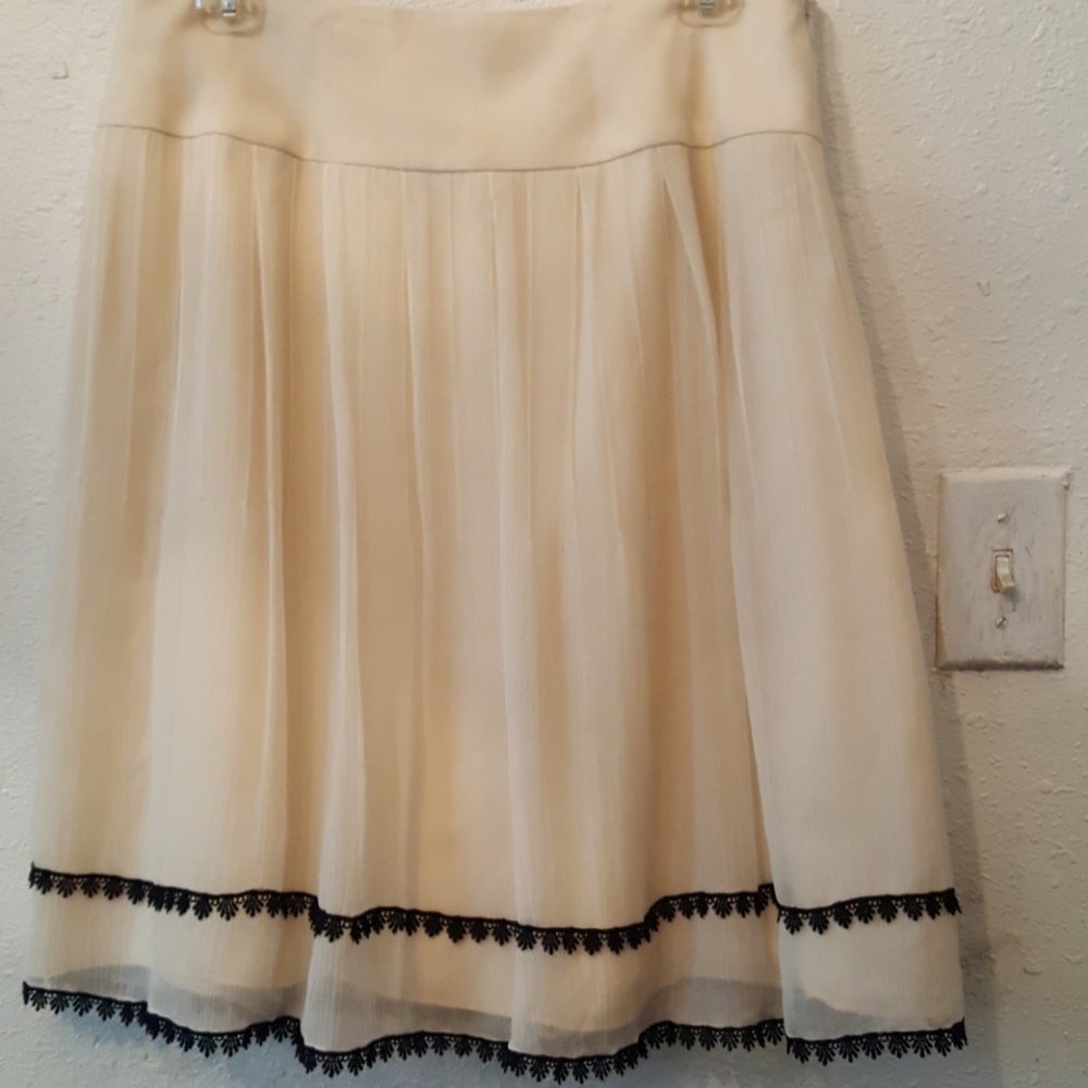 Kay Unger Ivory Midi Skirt with Black Lace